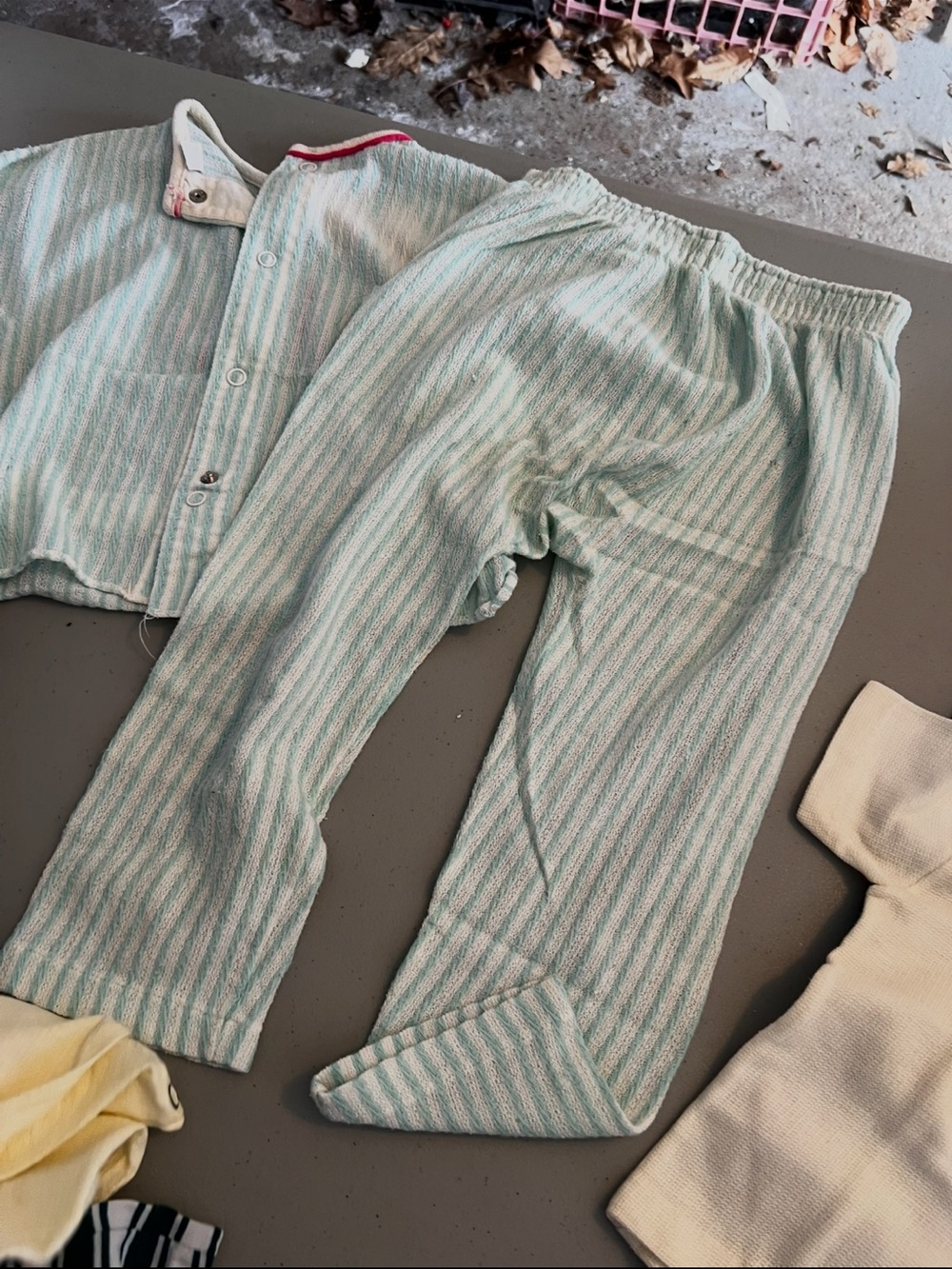 Carter's Light Teal Stripe Pajama Set with Red ABC Applique - Picture 4 of 6